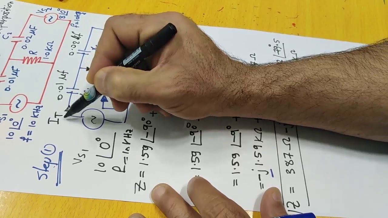 The Superposition Theorem in AC circuits: Examples- Part 1 نظرية ألتراكب في دوائر التيار المتناوب