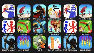 Stick Tower, Titan Rush 3D, Stickman War, Stickman Street Fight, Stick Hero, Archero, Mr Bow,Rampage screenshot 5