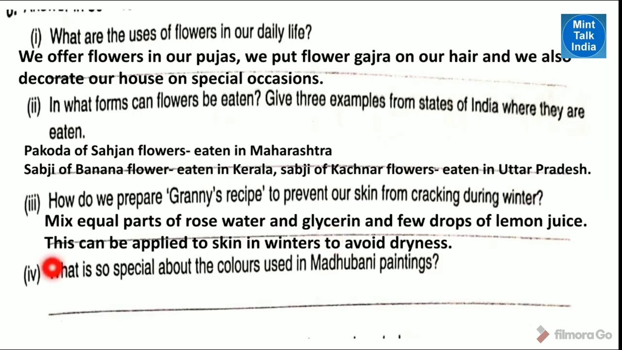The valley of Flowers Worksheets and Solutions ncert class 4 EVS