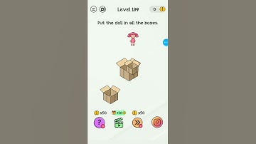 Braindom level 189||put the doll in all the boxes||tricky puzzle
