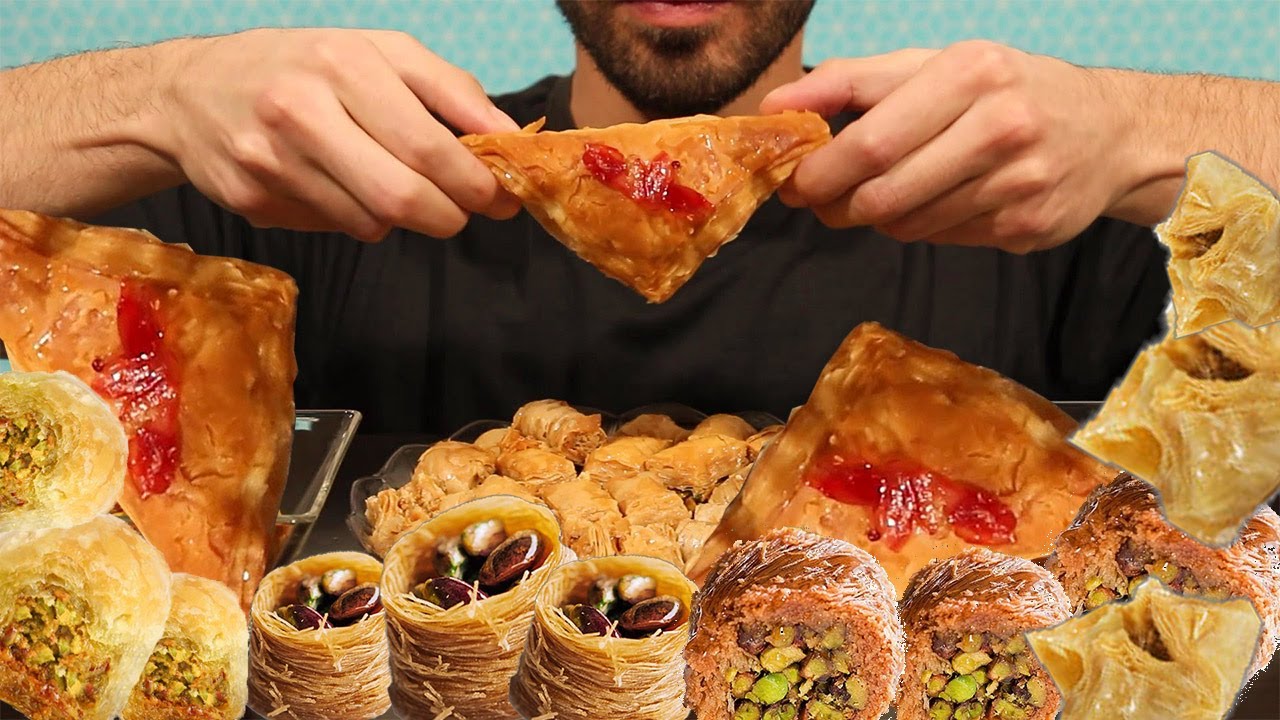 ASMR CRUNCHY ARABIC SWEETS MUKBANG EATING FOOD