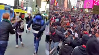Manhole explosion causes panic in Times Square
