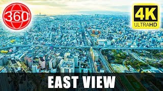 [4K 360°] Abeno Harukas Building: East View ( Japan&#39;s Tallest Building ) || JAPAN 360