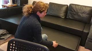 Ikea Friheten corner sofa bed in faux leather finish review