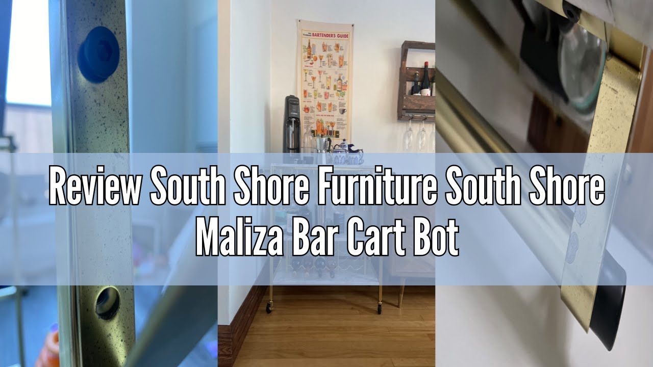 Review South Shore Furniture South Shore Maliza Bar Cart Bottle Storage and Wine Glass Rack-Faux Mar