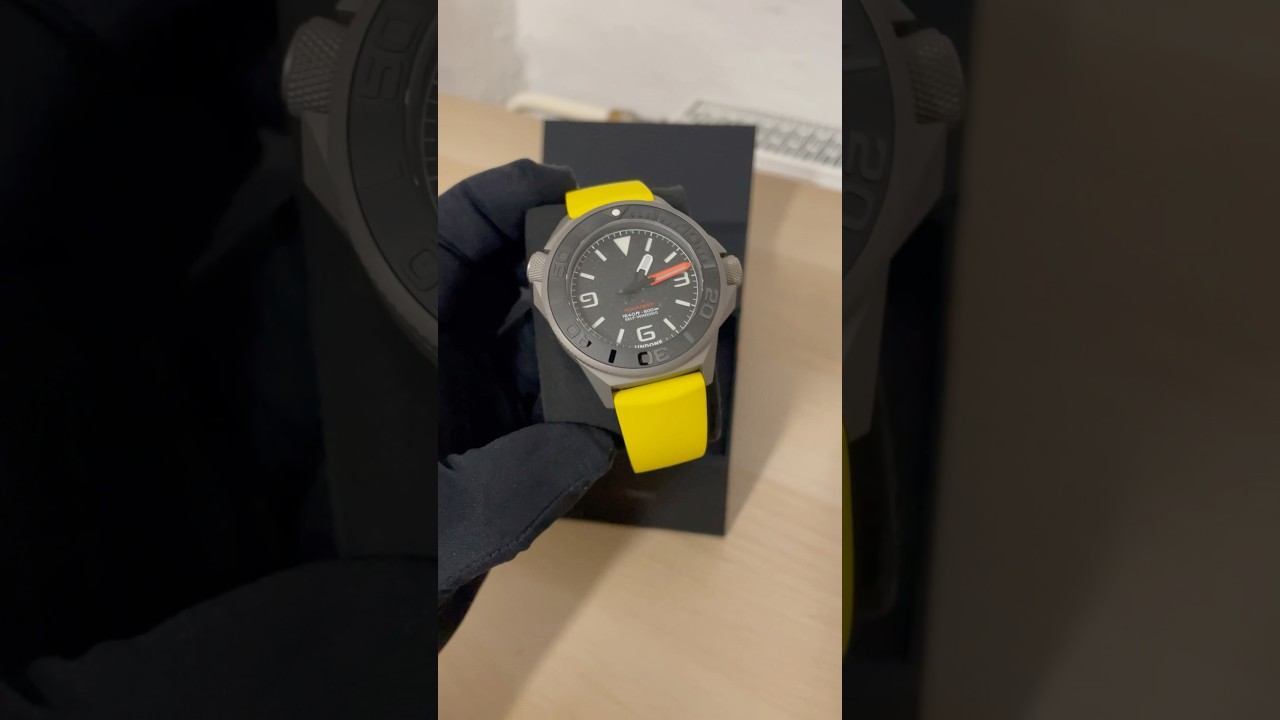 Men's silver Undone Watch Aquadeep - Signal Yellow 43MM Automatic