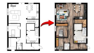 Famous [PART 02] Easy Plan Render | Single House Plan Render in Photoshop Net Worth