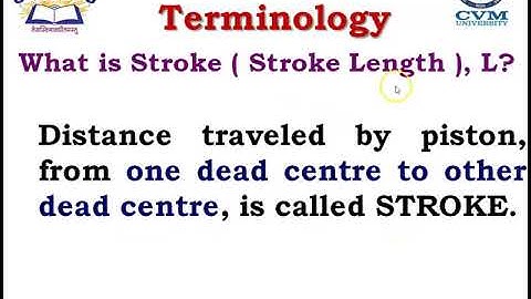 Terminology, TDC, BDC, IDC, ODC, Stroke Length, Clearance Length, Stroke Volume, Compression Ratio.