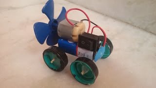how to make a simple car .  fan powered car