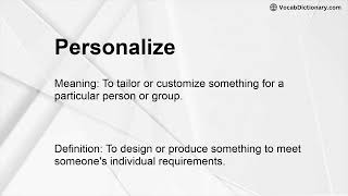 Personalize Meaning