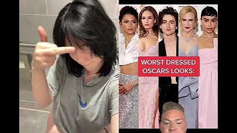BILLIE EILISH reacts to Oscars ''WORST DRESSED CELEBRITY'' #shorts