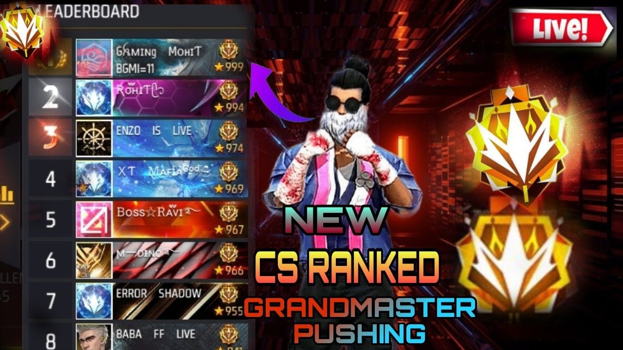 FREE FIRE LIVE CS RANKED PUSH 😎 TOP 1 GRANDMASTER #freefire - YouTube