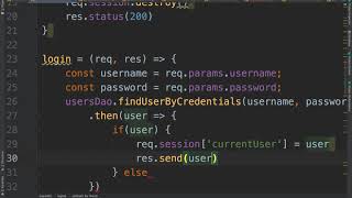 Implementing user login in Node JS using session and Mongo cs5610o sp20 12216