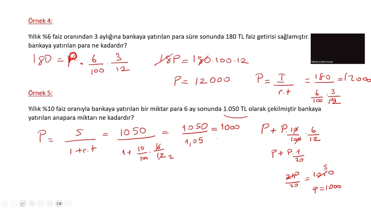 BASİT FAİZ HESAPLAMALARI