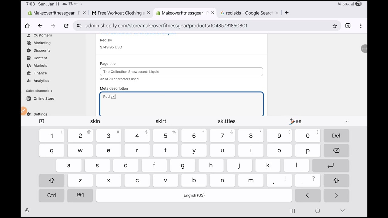 How to add or change the shopify product title tag and description. 