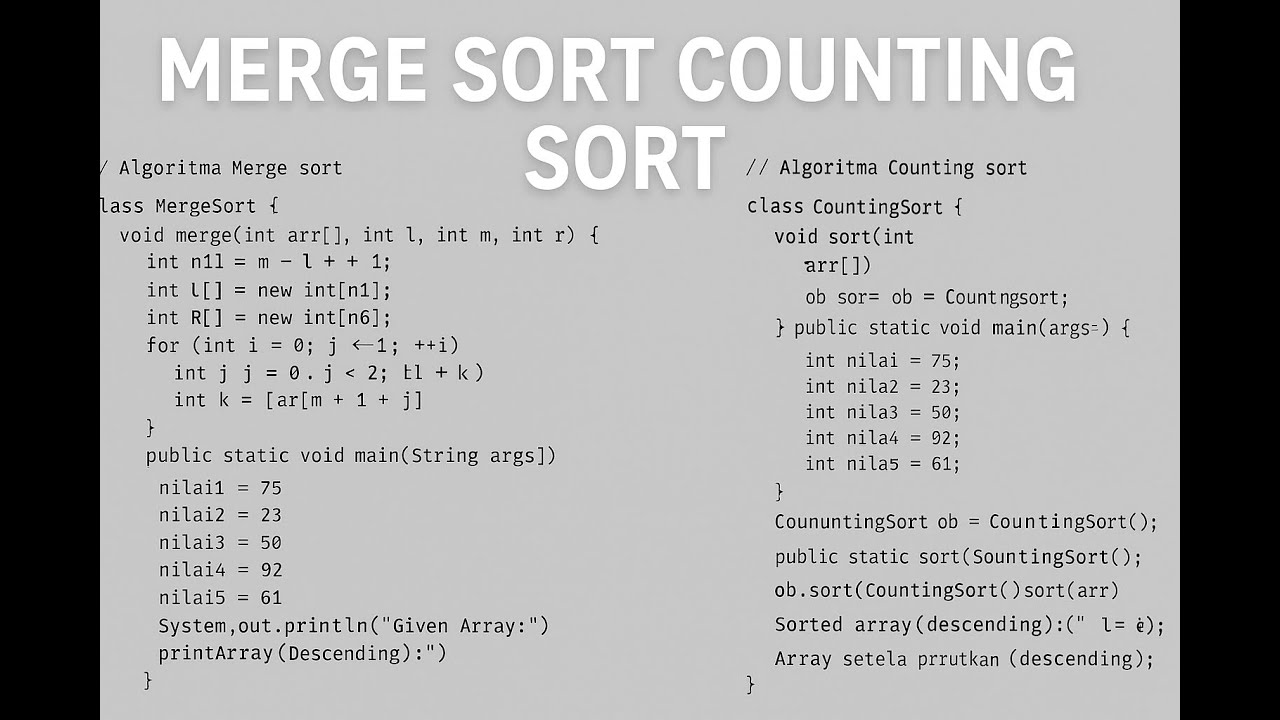 Tugas 2 Struktur data Pengurutan Data Java | Merge Sort vs Counting ...