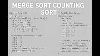 Tugas 2 Struktur data Pengurutan Data Java | Merge Sort vs Counting Sort (Descending) Neatbeans