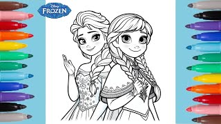 Magical Sisters Elsa and Anna Coloring Page | Frozen ❄️
