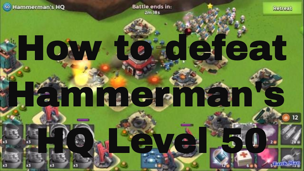 How to destroy Hammerman's HQ Level 50 with Grenadiers.
