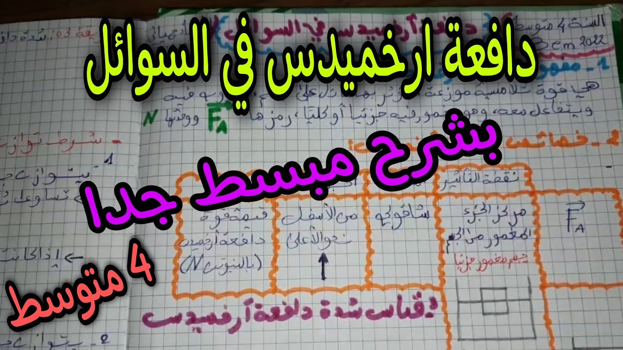دافعة ارخميدس في السوائل للسنة الرابعة متوسط bem 2022