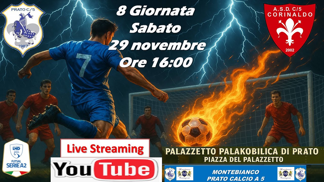 SERIE A2:   MONTEBIANCO PRATO C5 vs CORINALDO (LIVE STREAMING)