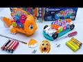 concept racing educational transparent car, gear fish toy assemble