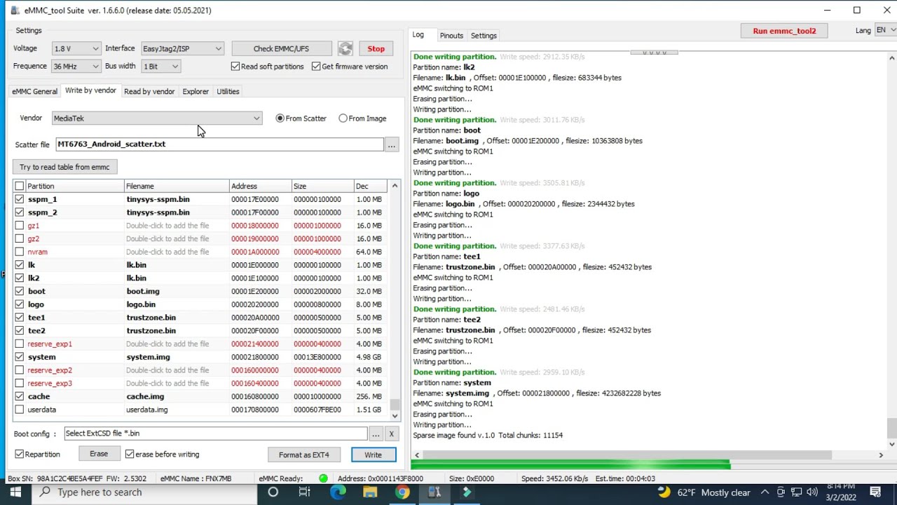 emme reprogram by easy jtag plus write all rooms and frimware with isp ...