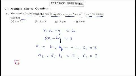 The value of k for which the pair of equation kx-y=2 and 6x-2y=3 has unique solution(a) k=3(b) k≠3(c