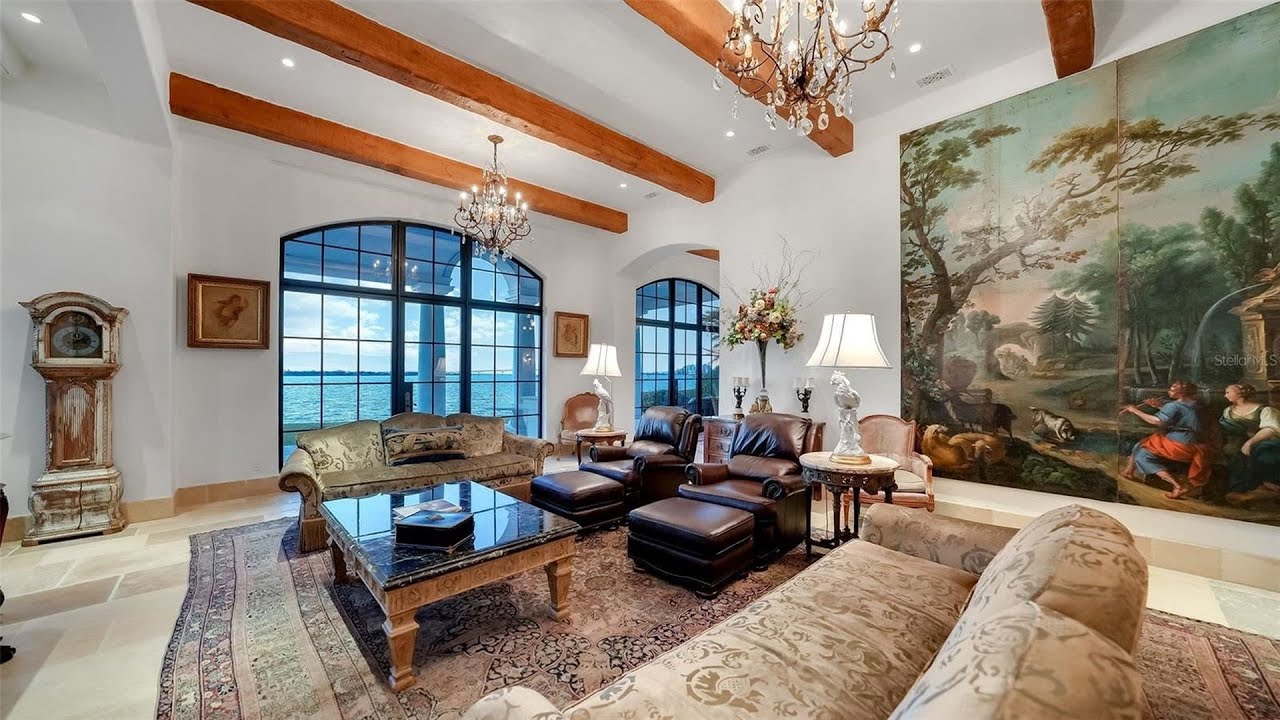 $18,000,000! A private waterfront gated estate in Sarasota with magnificent water landscape