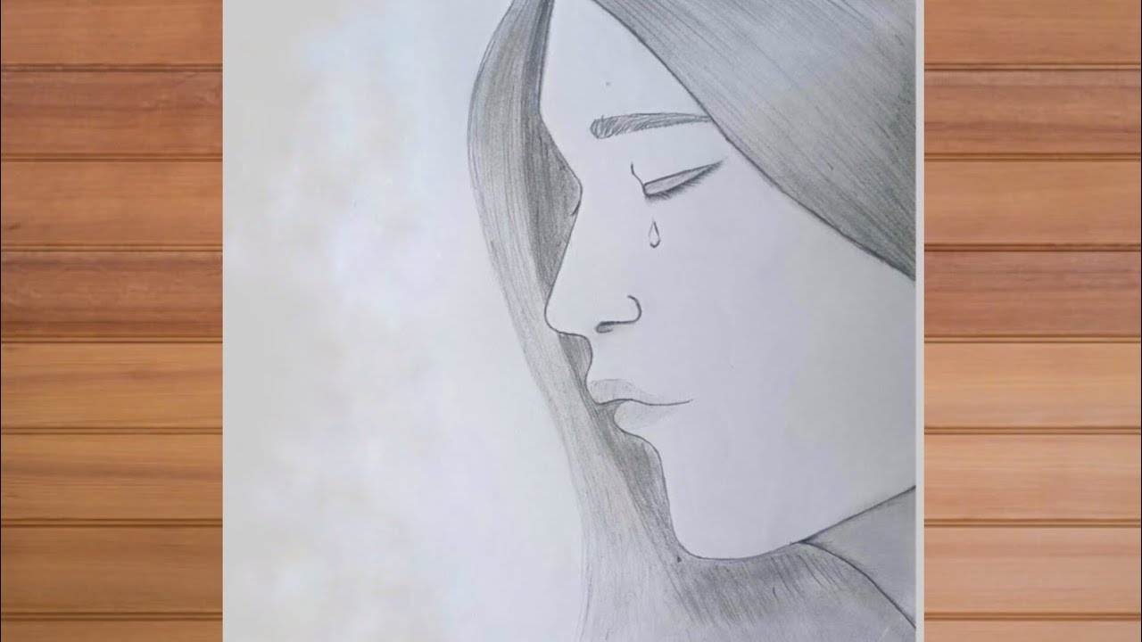 How to draw sad girl step by step pencil sketch for beginners
