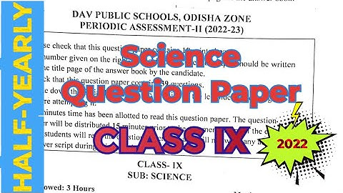 CLASS 9 SCIENCE Half-yearly Question paper  / mid-term question/#dav #halfyearlyexam #questionpaper