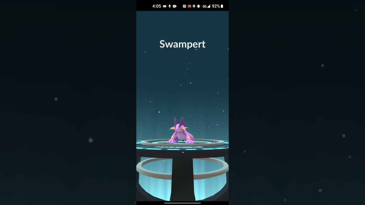 Pokemon Go Shiny Marshtomp Evolves into Shiny Swampert