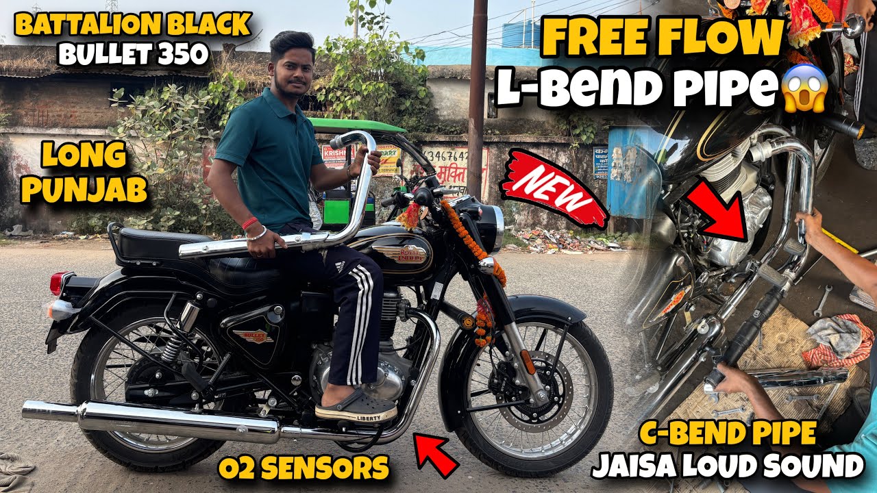 Опасный звук впервые! Выхлоп L-Bend Long Punjab на модифицированной Bullet 350! Звуковой тест Tab...