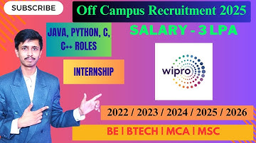 Wipro Hiring Freshers 2025 | Java, Python, C, C++ Jobs | Wipro Hiring Interns 2025 | Freshers Hiring