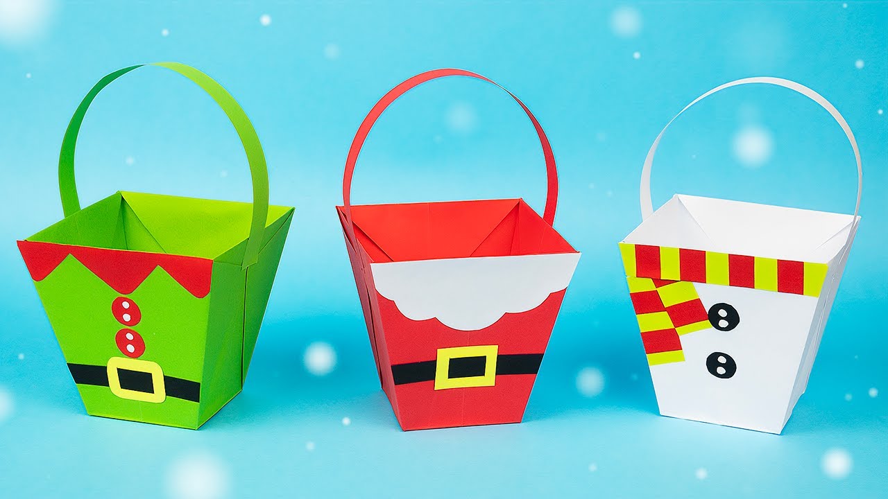 Origami Christmas Paper Basket: Festive Decor for the Holidays