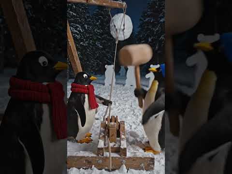 Penguins make snowball penguins ski dubai #dubai #shortvideo