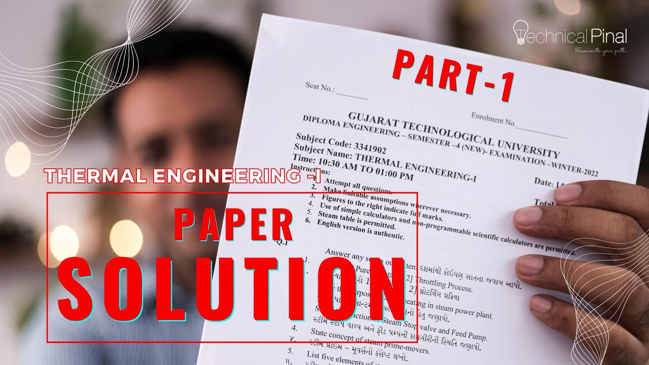 Paper solution thermal engineering 1 / Diploma GTU / Gujarati / Subject