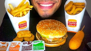 ASMR BURGER KING IMPOSSIBLE WHOPPER CHICKEN NUGGETS CORN DOG FRIES ONION RINGS RANCH EATING JERRY