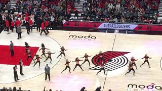 Player introductions and Blazer Dancers at Moda Center in Portland, Oregon October 13, 2017