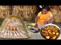 CHICKEN SPARE PARTS cooking and eating by village Santali community in india || rural india orissa