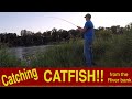 River bank shore fishing for channel catfish.