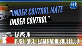 "Under control mate" - Liam Lawson - Post Race Team Radio Bahrain Grand Prix 2026 screenshot 3