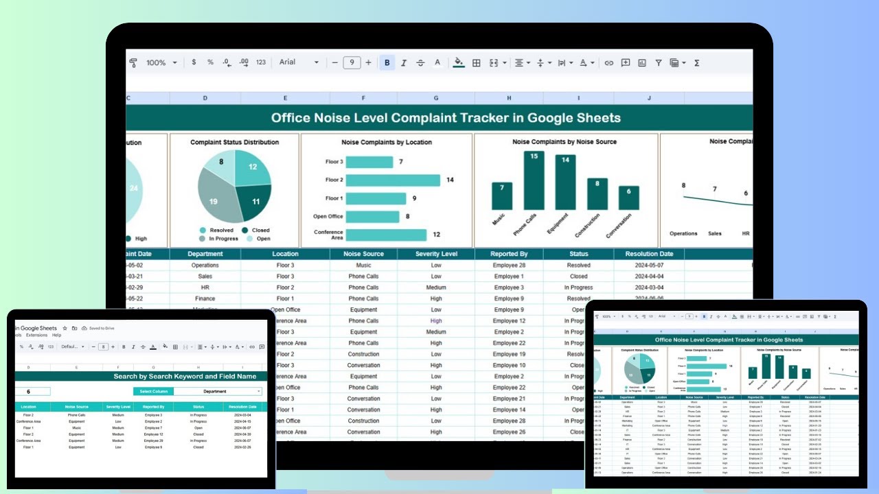 Office Noise Level Complaint Tracker in Google Sheets - YouTube