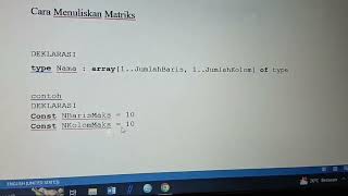 MATRIKS DALAM PEMROGRAMAN 