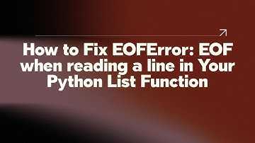 How to Fix EOFError: EOF when reading a line in Your Python List Function