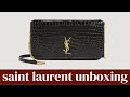 Unboxing new saint laurent cassandre phone holder in black croc  what fits  size comparison