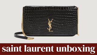 Unboxing New Saint Laurent Cassandre Phone Holder In Black Croc What Fits Size Comparison