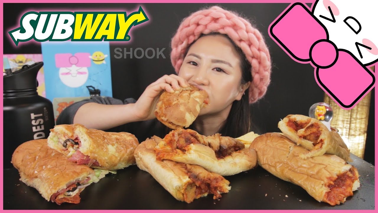SUBWAY NEW CHEESY GARLIC BREAD SANDWICHES l MUKBANG YouTube