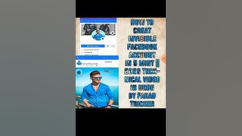 How to creat  invisible facebook account without proof || 2020 by Technical video Fahad tricker