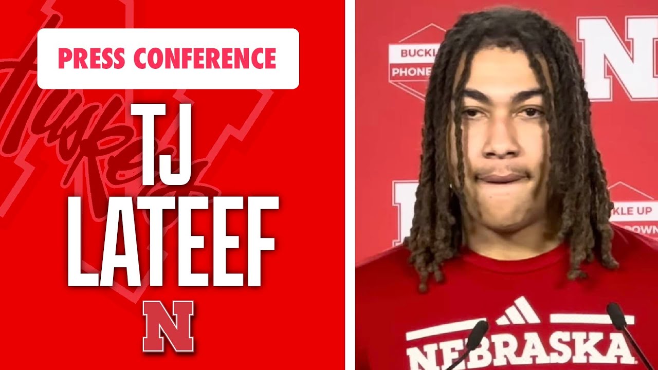 Квотербек футбольной команды Университета Небраски Ти Джей Латиф встретится с представителями СМИ...